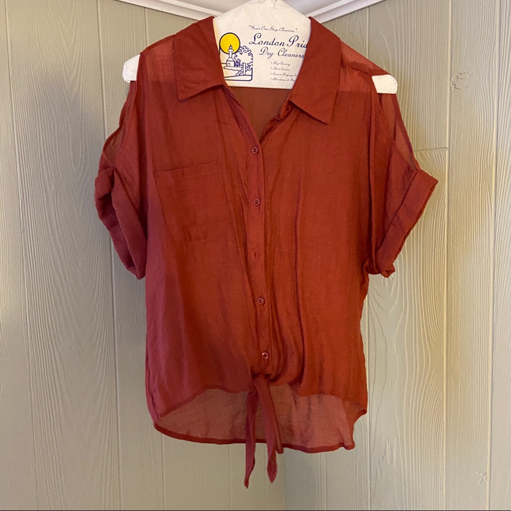Rust Colored Button Up Blouse